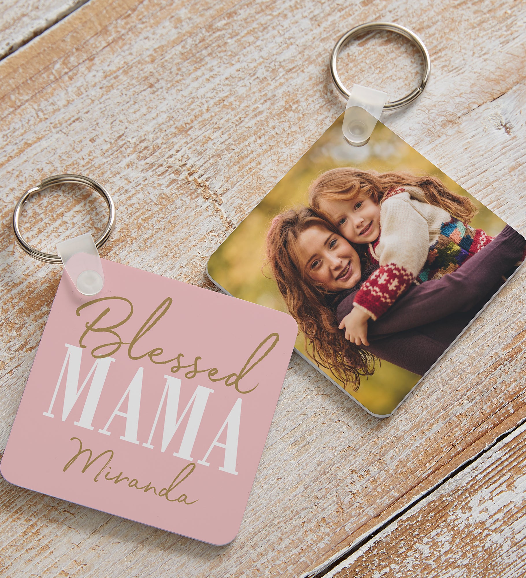 Blessed Mom Personalized Photo Keychain